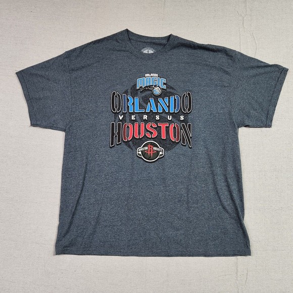 Orlando Magic Mens 2XL T-Shirt Gray Short Sleeve Cotton Houston Rockets - Picture 1 of 12